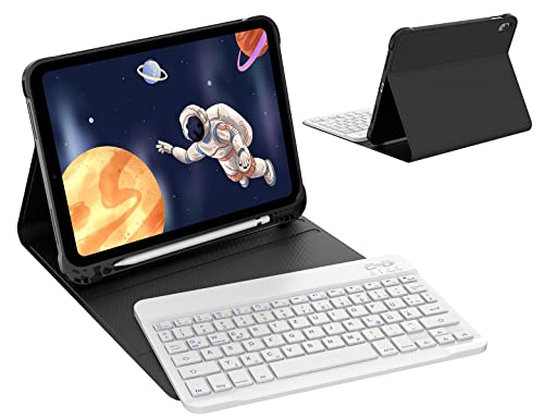 IVEOPPE iPad 10. Generation Tastatur Hülle für iPad 10,9 Zoll, Schutzcase mit Pencil Halter,magnetisch abnehmbares weißes Notebook -Tastatur, Deutsches QWERTY -Layout von IVEOPPE