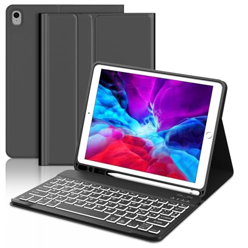 IVEOPPE iPad 9. Generation Hülle mit Tastatur, IiPad 10.2 Hülle mit Tastatur, Bluetooth QWERTZ iPad 9.Gen/8.Gen/7.Gen/Air 3 2019 Tastatur mit Schutzhülle, Schwarz von IVEOPPE