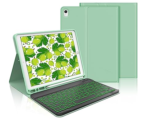Tastatur iPad 9. Generation, iPad 10.2" Tastatur mit Hülle (iPad 9./8./7. Generation), Magnetisch Abnehmbarer mit QWERTZ Tastatur für iPad Air 3 und iPad Pro 10.5, MinzGrün von IVEOPPE