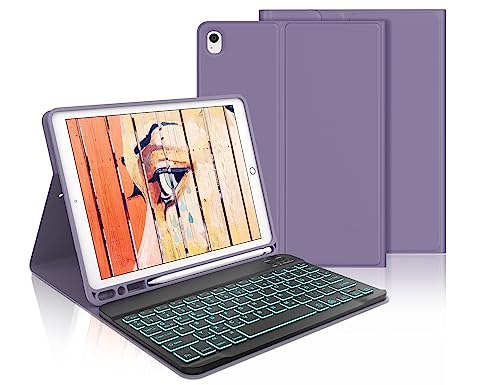 IVEOPPE iPad 9. Generation Hülle mit Tastatur, iPad 10.2 Hülle mit Tastatur, Bluetooth QWERTZ iPad 9.Gen/8.Gen/7.Gen/Air 3 2019 Tastatur mit SchutzHülle, Lila von IVEOPPE