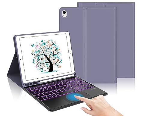 IVEOPPE iPad 9. Generation Hülle mit Tastatur, iPad 10.2 Hülle mit Tastatur, Bluetooth QWERTZ iPad 9.Gen/8.Gen/7.Gen/Air 3 2019 Tastatur mit Touchpad, Lila von IVEOPPE