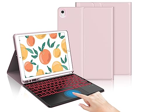 IVEOPPE Tastatur iPad 9. Generation mit Touchpad, iPad 10.2" Tastatur mit Hülle (iPad 9./8./7. Generation), Magnetisch Abnehmbarer mit QWERTZ Tastatur für iPad Air 3 und iPad Pro 10.5, Sakura-Rosa von IVEOPPE