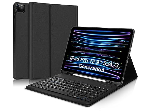 IVEOPPE iPad Pro 12,9 hülle mit Tastatur - Wireless Bluetooth Tastatur iPad Pro 12.9 ， QWERTZ -Magnetische Abnehmbare iPad Pro Hülle mit Tastatur für iPad Pro 12.9" 2022 (6./5./4./3. Gen) 2018-2022 von IVEOPPE