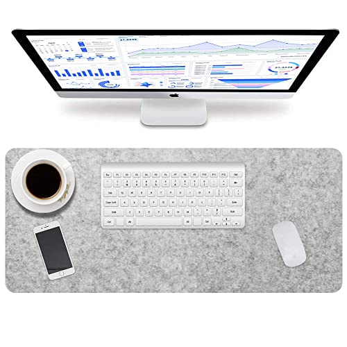 Schreibtischunterlage Filz Mauspad Groß - 100 x 43cm Desk Matte, Rutschfest Schreibunterlage, Tischunterlage Schreibtisch, Schreibtisch Unterlegmatte, Schreibtischmatte für Büro und Zuhause(Hellgrau) von IVEOPPE