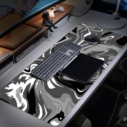 Schreibtischunterlage Mousepad XXL Gaming - 80 x 30cm Mauspad Groß, Wasserdicht Rutschfest, Schreibtisch Unterlage, Schreibtisch Unterlegmatte, Tischunterlage, für Büro Zuhause (Schwarz-grau) von IVEOPPE