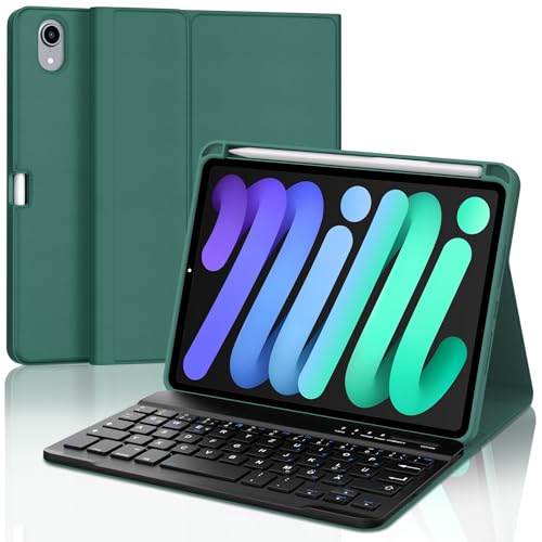 IVEOPPE Tastatur für iPad mini 7 (A17 pro) 2024, Hülle Tastatur für iPad 8,3" 7/6 Generazione,Bluetooth Abnehmbare QWERTZ Keyboard für Mini 6a/7a Generazione 8.3 Zoll, Dunkelgrün von IVEOPPE