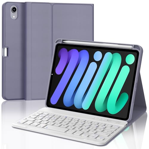 Tastatur für iPad Mini 7 (A17 pro) 2024/ iPad Mini 6 2021, Hülle Tastatur für iPad Mini 7/6 Generazione 8,3", Tastatur Bluetooth Abnehmbare QWERTZ für iPad Mini 6a/7a Generazione 8.3 Zoll, Lila von IVEOPPE