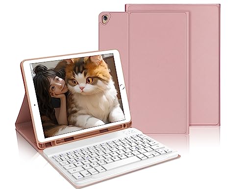 IVEOPPE Tastatur iPad 9. Generation, iPad 10.2" Tastatur mit Hülle (iPad 9./8./7. Generation), Magnetisch Abnehmbarer mit QWERTZ Tastatur für iPad Air 3 und iPad Pro 10.5, Rosagold von IVEOPPE