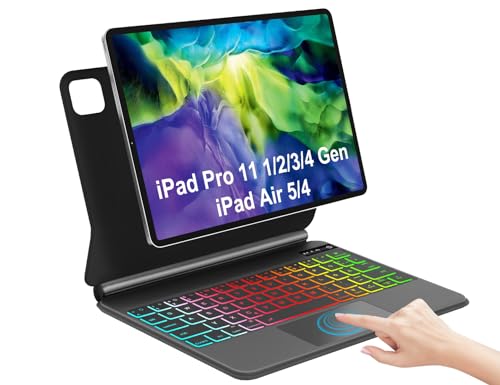 iPad Air 5 Hülle mit Tastatur - iPad Pro 11 Hülle mit Tastatur, QWERTZ Tastatur Hülle für iPad Air 5/4(2022/2020) und iPad Pro 11(4. /3. /2. /1. Gen) mit Trackpad,Magnetische Freischwebende Design. von IVEOPPE