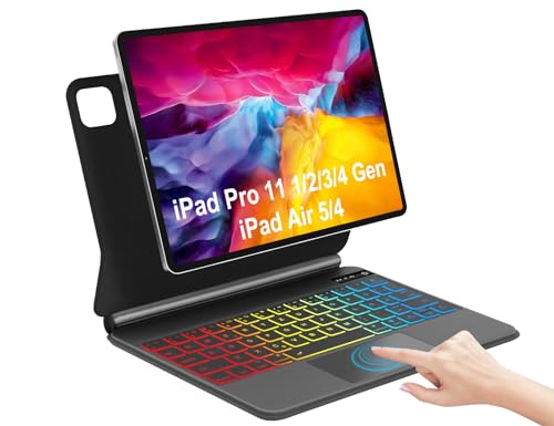 iPad Pro 11 Hülle mit Tastatur - iPad Air 5 Hülle mit Tastatur, Leicht Tragbar Kabellose iPad Pro 11 Tastatur, Magnetische Freischwebende Tastatur Hülle für iPad Air 5/4 und iPad Pro 11 mit Trackpad. von IVEOPPE