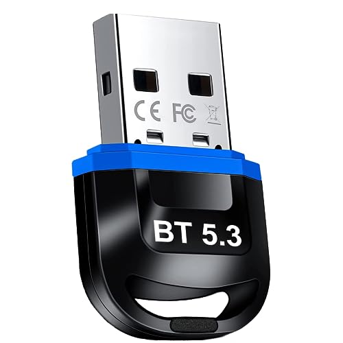 Bluetooth Adapter 5.3 - USB EDR Bluetooth Stick für PC, unterstützt Windows 11/10/8.1 Bluetooth USB Dongle für Kopfhörer, Tastaturen, Lautsprecher, Laptops, Desktops, Plug & Play (Blau) von IVIVTOR