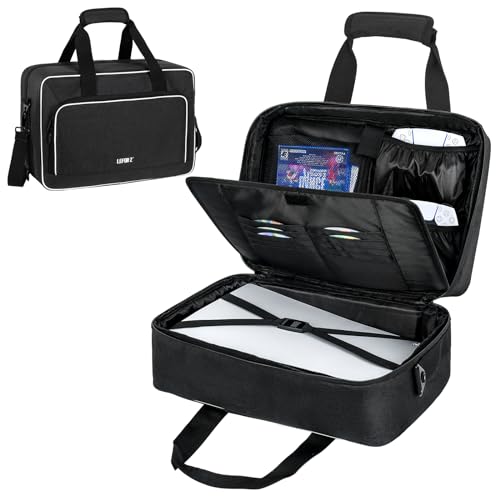 PS5 Tasche,PS5 Tragetasche Kompatibel mit Playstation 5 Konsole,PS5 Pro,PS5 Disk,Digital Edition,Konsolentasche mit Unterteilbaren Fächer für PS5 Controller,PS5-Spiele,Gaming-Headset und Zubehör von IVODEELA