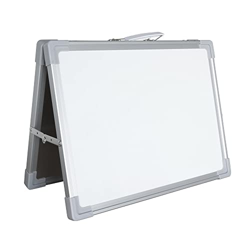 IVOL Tragbares Whiteboard - 30 x 40 cm - Beidseitig beschreibbar - Tragbare Magnettafel mit Tragegriff und Alu-Rahmen (Grau) von IVOL