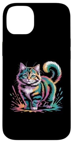 Bunte Aquarell-Katze für Männer, Frauen, Kinder, Katzenliebhaber Hülle für iPhone 14 Plus von IVRY