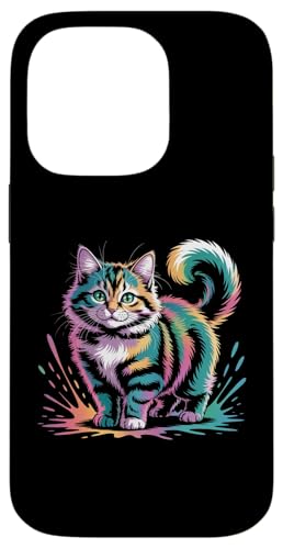 Bunte Aquarell-Katze für Männer, Frauen, Kinder, Katzenliebhaber Hülle für iPhone 14 Pro von IVRY