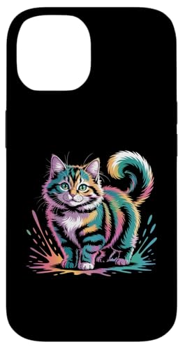 Bunte Aquarell-Katze für Männer, Frauen, Kinder, Katzenliebhaber Hülle für iPhone 14 von IVRY