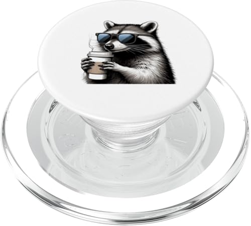 Cooler Waschbär mit Sonnenbrille mit Tasse Kaffee Waschbär PopSockets PopGrip für MagSafe von IVRY