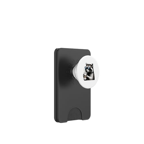 Cooler Waschbär mit Sonnenbrille mit Tasse Kaffee Waschbär PopSockets PopWallet für MagSafe von IVRY