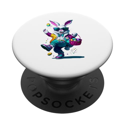 Hip bunter Osterhase mit Sonnenbrille Frohe Ostern Lustig PopSockets Klebender PopGrip von IVRY