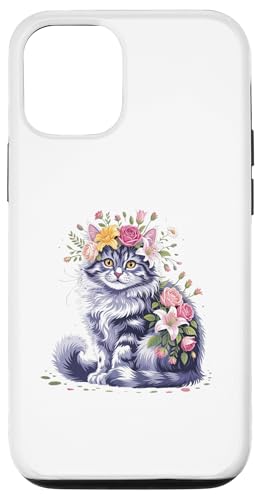 Katze Blume Floral Cute Kitten Grafik für Männer Frauen Kinder Hülle für iPhone 12/12 Pro Katze Blume Floral Cute Kitten Grafik für Männer Frauen Kinder Hülle für iPhone 12/12 Pro von IVRY