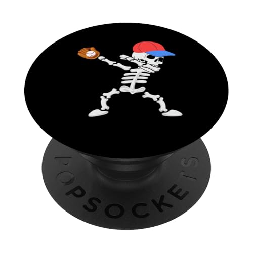 Lustiger Dabbing Skelett Baseball Halloween Spieler Catcher PopSockets Klebender PopGrip von IVRY