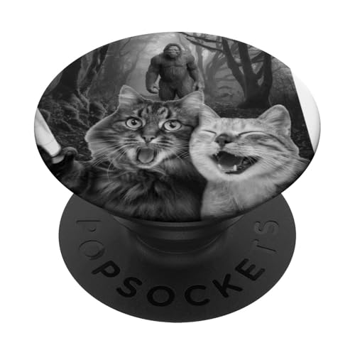 Lustiges Katzen-Selfie mit Bigfoot UFO | Lustige Sasquatch-Katze PopSockets Klebender PopGrip von IVRY