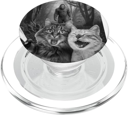 Lustiges Katzen-Selfie mit Bigfoot UFO | Lustige Sasquatch-Katze PopSockets PopGrip für MagSafe von IVRY