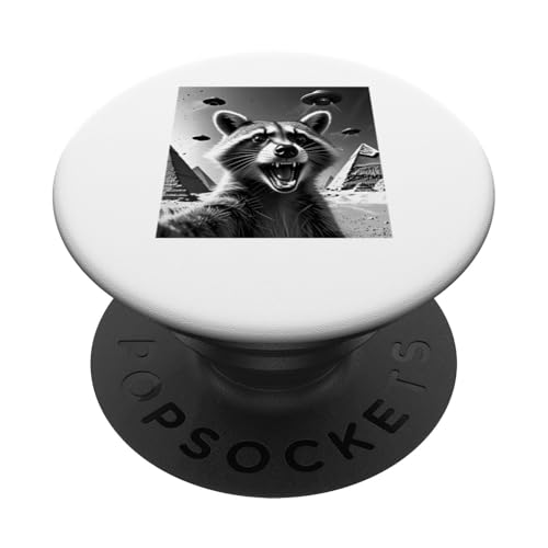 Lustiges Waschbär-Selfie mit UFOs Waschbär UFO für Männer und Frauen PopSockets Klebender PopGrip von IVRY