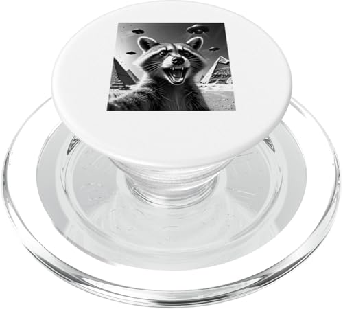 Lustiges Waschbär-Selfie mit UFOs Waschbär UFO für Männer und Frauen PopSockets PopGrip für MagSafe von IVRY