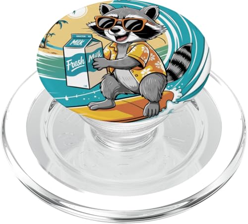 Vintage Surfing A Wave Raccon with the Milk - Vatertag PopSockets PopGrip für MagSafe von IVRY