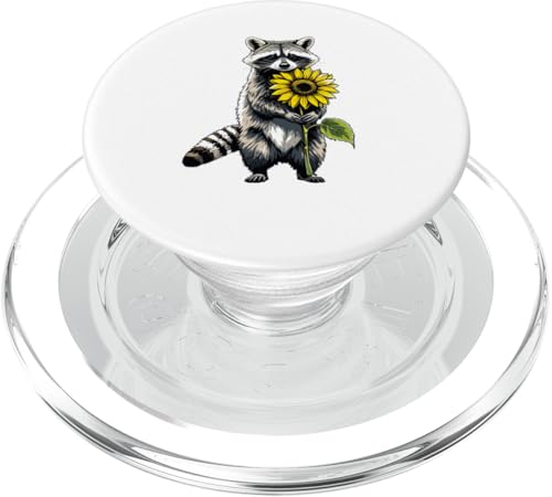 Waschbär hält Sonnenblume Süße Blume Muttertag Waschbär PopSockets PopGrip für MagSafe von IVRY