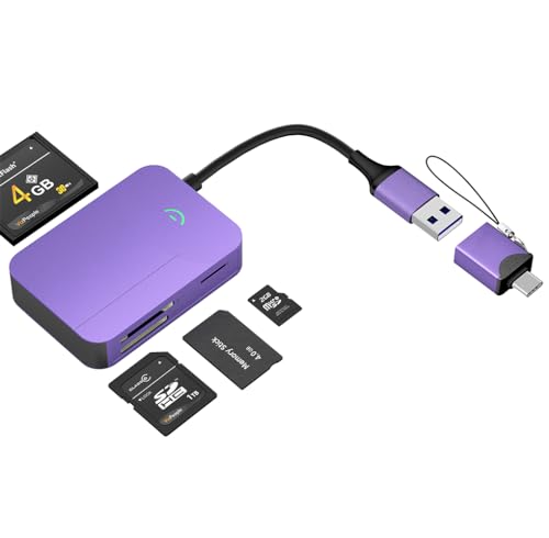 4in1 SD-Kartenleser, USB/Typ-C 3.0 auf Micro SD/SD/MMC/MS/MS Pro/CF-Kartenleser-Adapter, kompatibel mit iPhone 15, MacBook Pro/Air 2023, iPad Pro… von IVSHOWCO