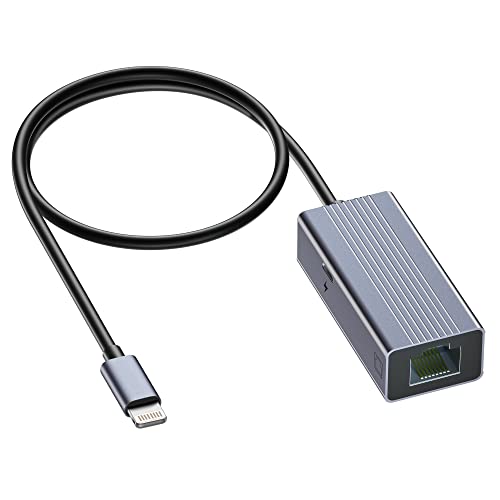 IVSHOWCO Lightning-zu-RJ45-Ethernet-LAN-Netzwerkadapter für iPhone [Apple MFi-Zertifiziert], iPad-zu-Ethernet-Adapter mit Ladeanschluss, 100 Mbit/s High Speed, Plug and Play (1,65 Fuß) von IVSHOWCO