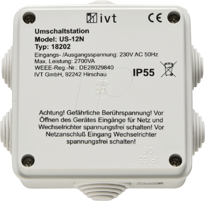 IVT US12-N - Umschaltstation IVT US-12N, 230 V AC, 12 A, 2700 VA von IVT GMBH