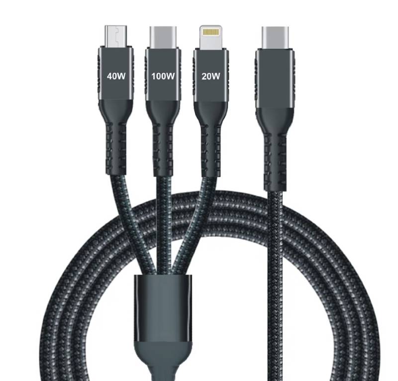 IWH 3-in-1 Ladekabel, USB-A-Lightning + Micro USB + USB-C von IWH
