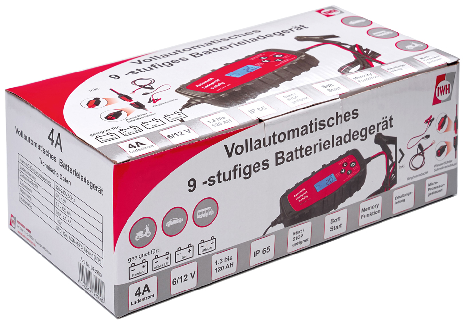 IWH KFZ-Batterieladegerät 4A, 6/12V, vollautomatisch von IWH