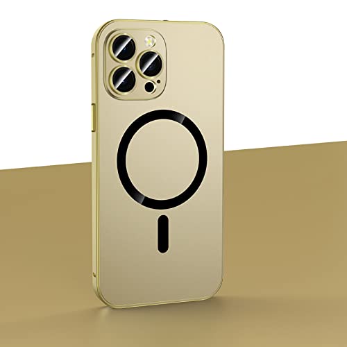 IWOR Magnetic Charging Aluminium Metal Bumper Matte Case Cover for iPhone (for iPhone14ProMax,E-Gold) von IWOR