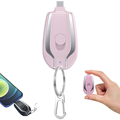 IWOR Mini Power Emergency Pod, 1500mAh Mini Power Emergency Pod - Portable Keychain Charger for iPhone or Type-c (for Type-c,B-Pink) von IWOR