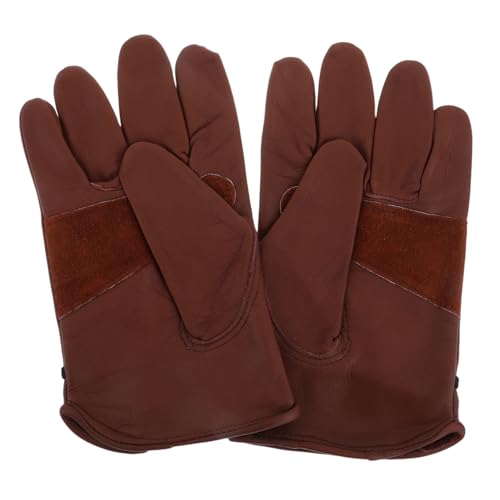 IWOWHERO 1 Paar Anti-verbrühungs-handschuhe Zum Grillen Schmuckhandschuhe Schnittschutzhandschuhe Haustierpflegehandschuhe Gartenhandschuhe Fahrradhandschuhe Oberschicht Rindsleder Brown von IWOWHERO