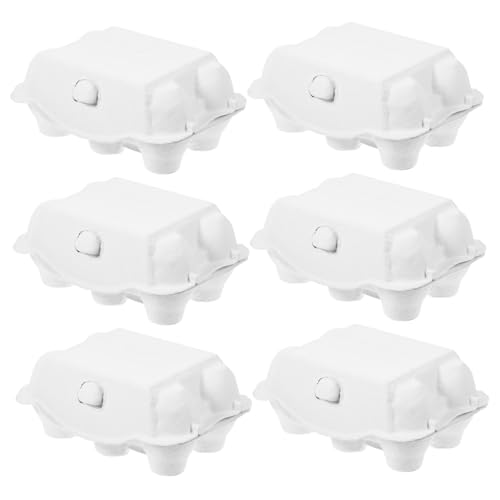 IWOWHERO 25 Stk Eierhalter zur Aufbewahrung 6 Stück Eierkartons Hühnereierhalter leere Eierkartons die organizer egg tray Eierkarton zum Verpacken Eierbehälter zum Verpacken Zellstoff Weiß von IWOWHERO