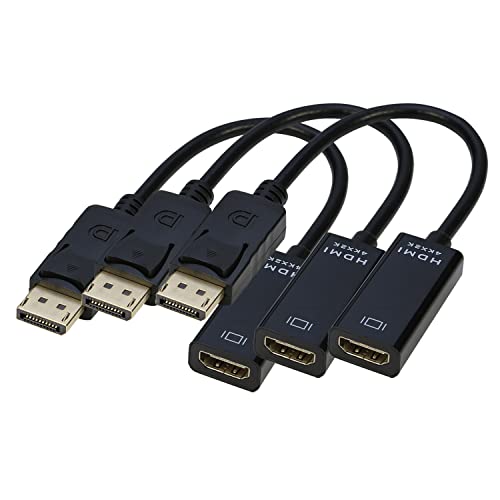 IXEVER 4K DP Displayport auf HDMI Adapter Kabel (3Pack), DP Display Port auf HDMI Stecker auf Weibchen Konverter Adapter Vergoldetes Kabel Kompatibel für Lenovo Dell HP Monitor Projektor von IXEVER