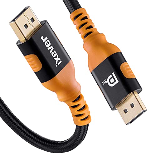 IXEVER 8K DisplayPort Kabel 1.4 5M, DisplayPort auf DisplayPort 1.4 Kabel Unterstützung HBR3 HDR10 HDCP 2.2 [4K @ 144Hz, 8K @ 60Hz] 32,4Gbps für Monitor, TV, Projekt von IXEVER