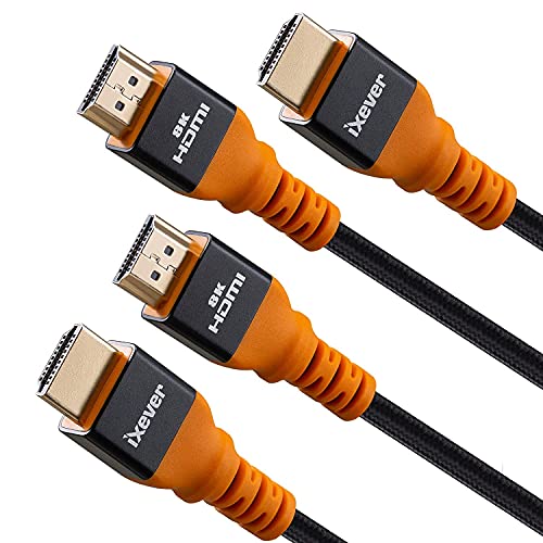 IXEVER HDMI 2.1 zertifiziertes Kabel, 3 m (2 Stück), 48 Gbit/s 8K@60 4K@120Hz 144Hz RTX 3090 eARC HDR10 HDCP 2.2 & 2.3 Dolby Atmos, kompatibel mit HDTV, Blue-Ray-Player, UHD-TV, Monitor, Projektor von IXEVER