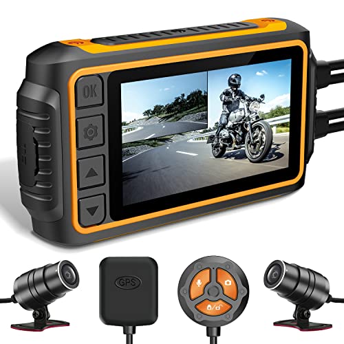 IXROAD Dashcam Motorrad, 1080P Dash Cam Dual Kamera Wasserdicht Vorne und Hinten mit 3" LCD, WiFi, GPS, Gyro Anti-Shake, G-Sensor, Kabelsteuerung und Nachtsicht, Max 256GB von IXROAD