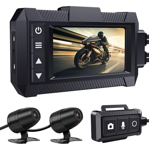IXROAD Dashcam Motorrad Vorne und Hinten 1080P Dash Cam Dual Kamera Wasserdicht mit 3" LCD, Kabelfernbedienung, WiFi, GPS, EIS, HDR, G-Sensor, Parküberwachung, Maximal 256GB von IXROAD