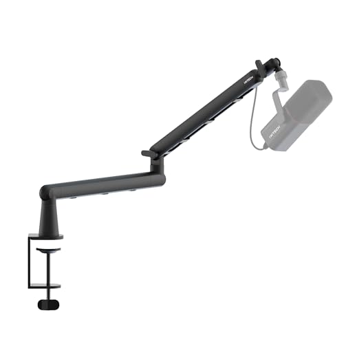 IXTECH Mikrofon-Galgenarm, flaches Profil, 360° schwenkbarer Mikrofonarm verstellbarer Mikrofonarm mit abnehmbarer Aufstiegssäule und integriertem Kabelmanagement für Streaming und Aufnahme (VIPER) von IXTECH