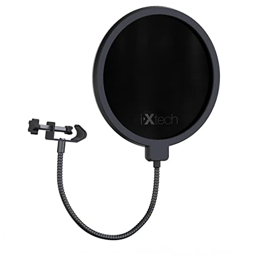 IXTECH Popfilter für Blue Yeti-Mikrofon, doppelschichtiger Schallschutz, Schildwächter, Windschutz mit flexiblem 360-Grad-Schwanenhals-Clip, Stabilisierend von IXTECH