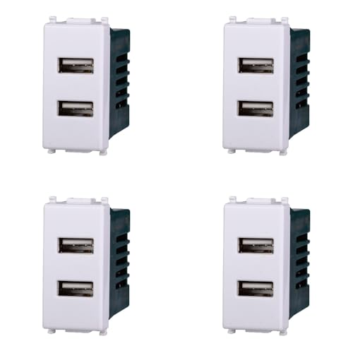 Vimar Plana Dual USB Type-A Ladebuchse kompatibel mit Vimar Plana 5 VDC 2,1 A Farbe Weiß 2402 Kit 4 Stück Vimar Plana Dual USB Type-A Ladebuchse kompatibel mit Vimar Plana 5 VDC 2,1 A Farbe Weiß 2402 Kit 4 Stück von IXTRIMA