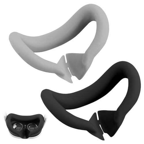 IXYHKB 2 PCS VR Augenmaske für Meta Quest 3, VR Silikon Maske Zubehör Augenmaske Kompatibel mit Meta Quest 3, Komfortable Schweißfest Silikon Gesichtsabdeckung VR Zubehör Augenmaske für Meta Quest 3 von IXYHKB