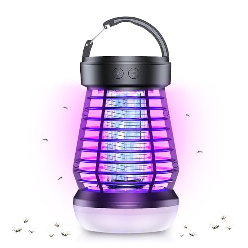 Mückenlampe,Tragbare Insektenvernichter Elektrisch,2-in-1 Camping Mosquito Killer Lampe mit LED Licht,USB Wiederaufladbar Fliegenfalle Aufhängbar Mückenvernichter Lampe für Drinnen/Draußen (Schwarz) von IXYHKB